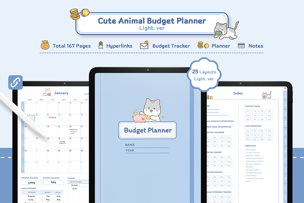 Cute Animal Budget Planner (Light)