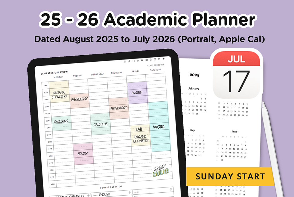 2025-2026 Academic Navigator (Sunday Start, Apple)