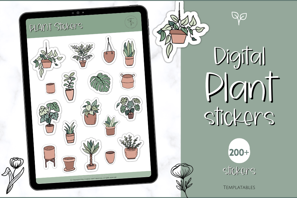 Digitale Aufkleber mit botanischen Pflanzen