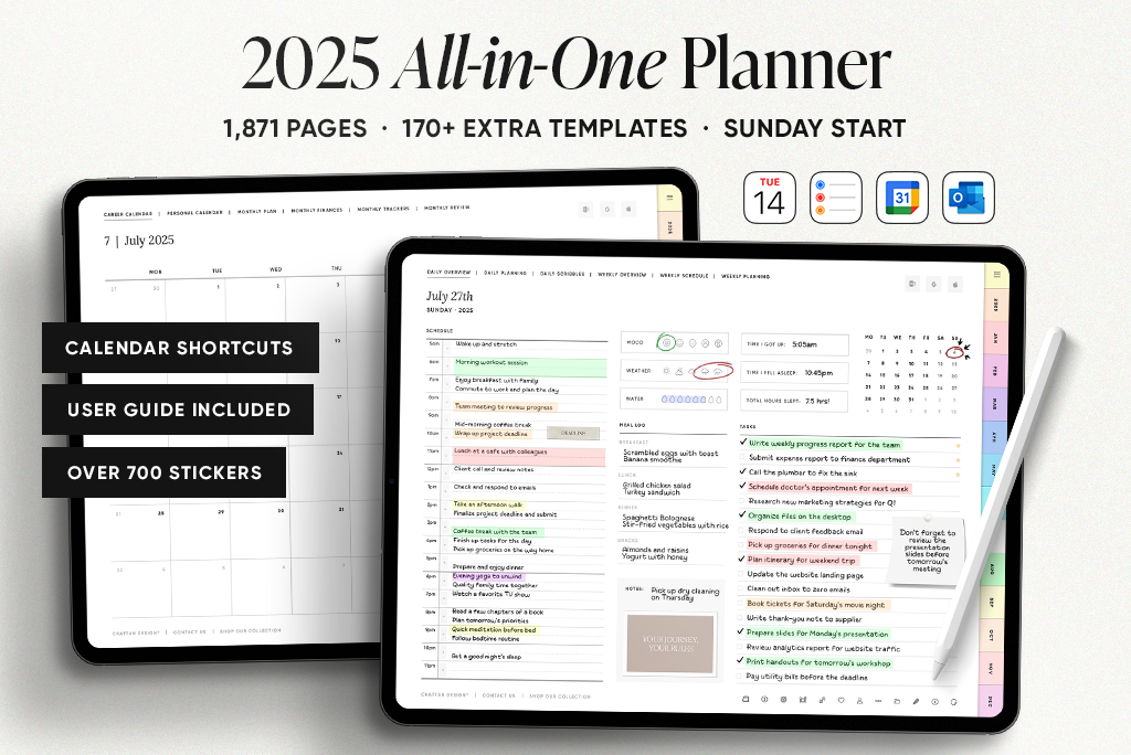 2025 All-in-One Planner (Sun Start, Pastel)