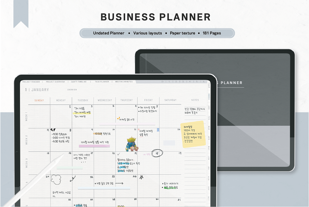 Business-Planer mit Papierstruktur