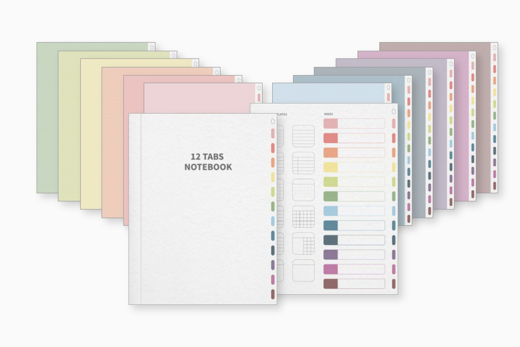 12 Tab Notebook (White, Portrait)