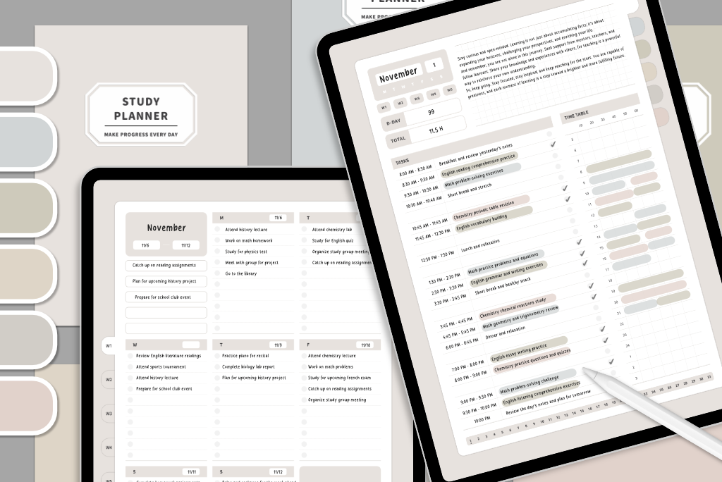 Einfacher 6-Monats-Studienplaner (Blass)