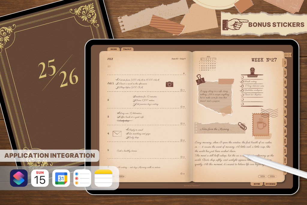 All-in-One 2025-2026 Retro Kraft Paper Texture Planner (Light)