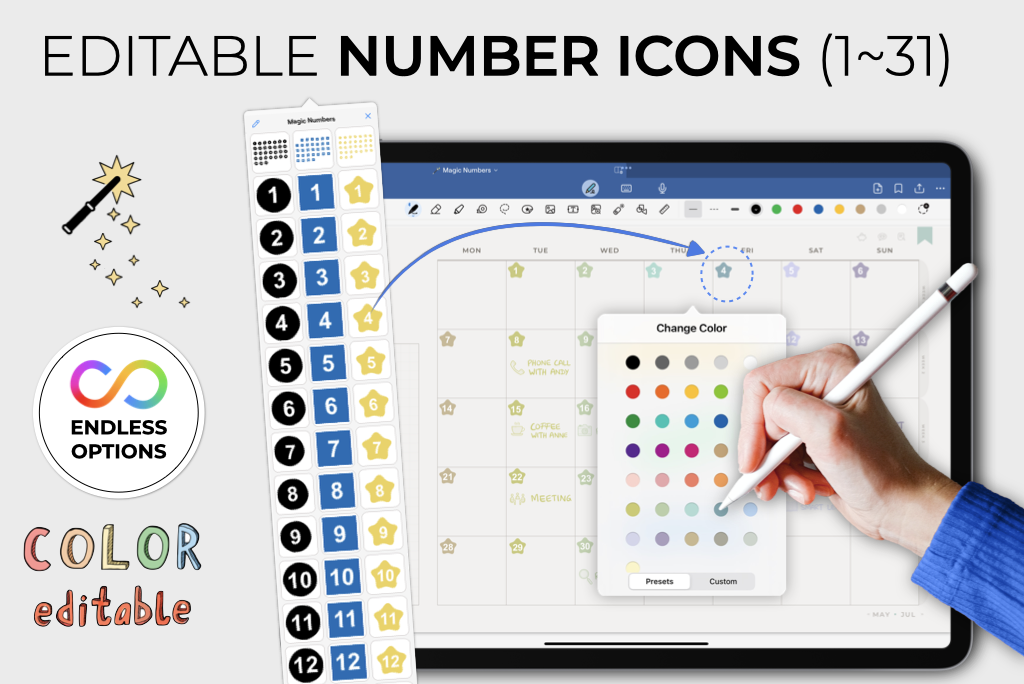 Editierbare Zahlen-Symbole (1~31) by Widescreen Education