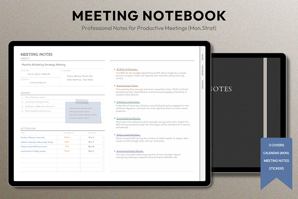 Simple but Professional Meeting Notes (Mon. start)