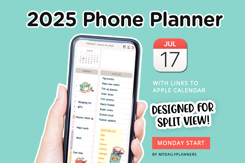 2025 My Daily Telefon Planlayıcısı (Pzt. Apple Takvimi)