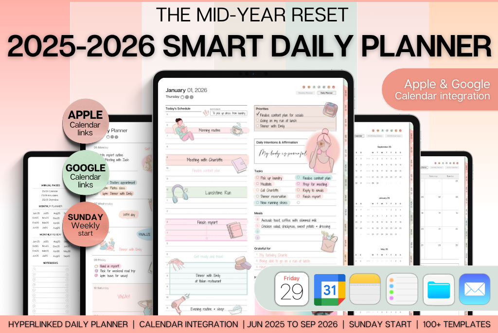 Smart 2025-2026 Mid-year Planner - Peach (Sun)