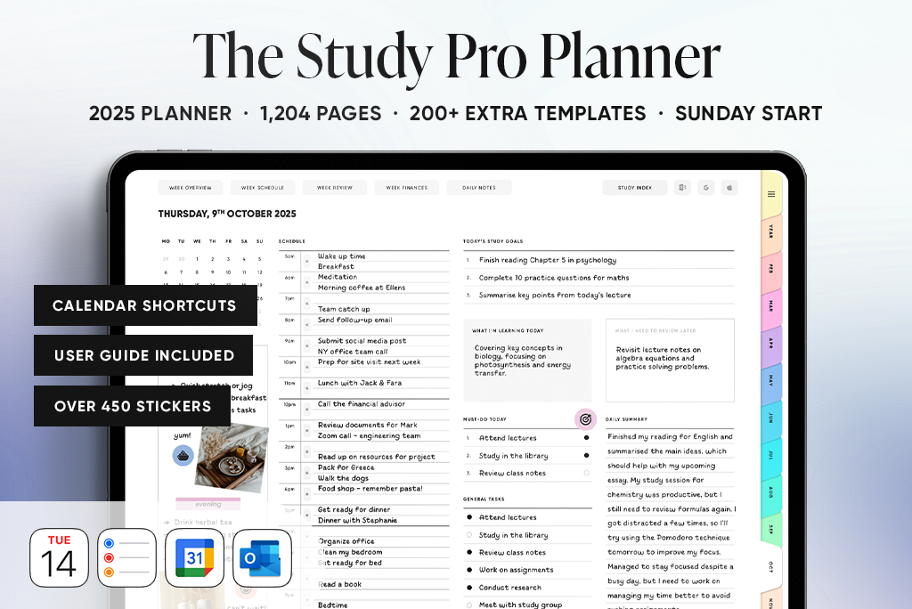 Der Study Pro Planner in Pastell (Sonntag. Start, Querformat)