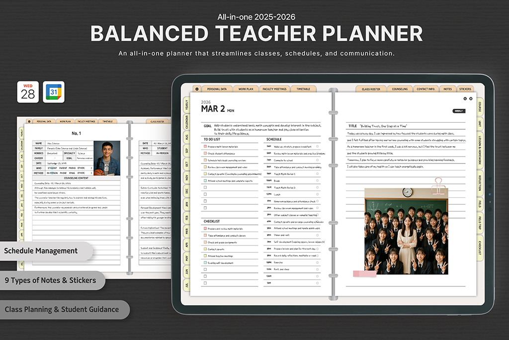 2025-2026 Balanced Teacher Planner (Apple & Google Calendar)