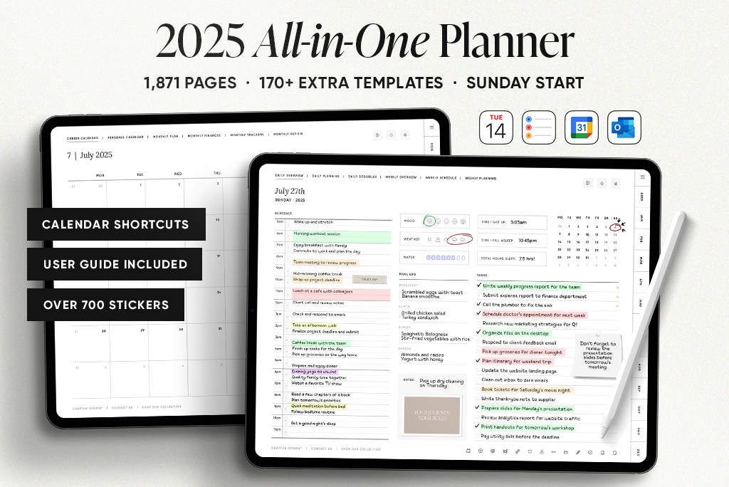 2025 All-in-One Planner (Sun. Start, Light Mode)