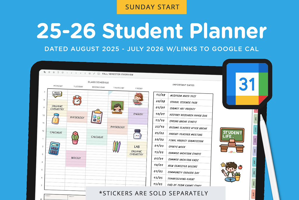 2025-2026 Student Companion Planner (Monday Start, Google)