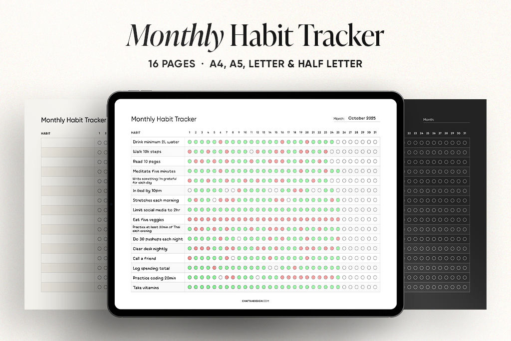 Monthly Habit Tracker (Landscape)