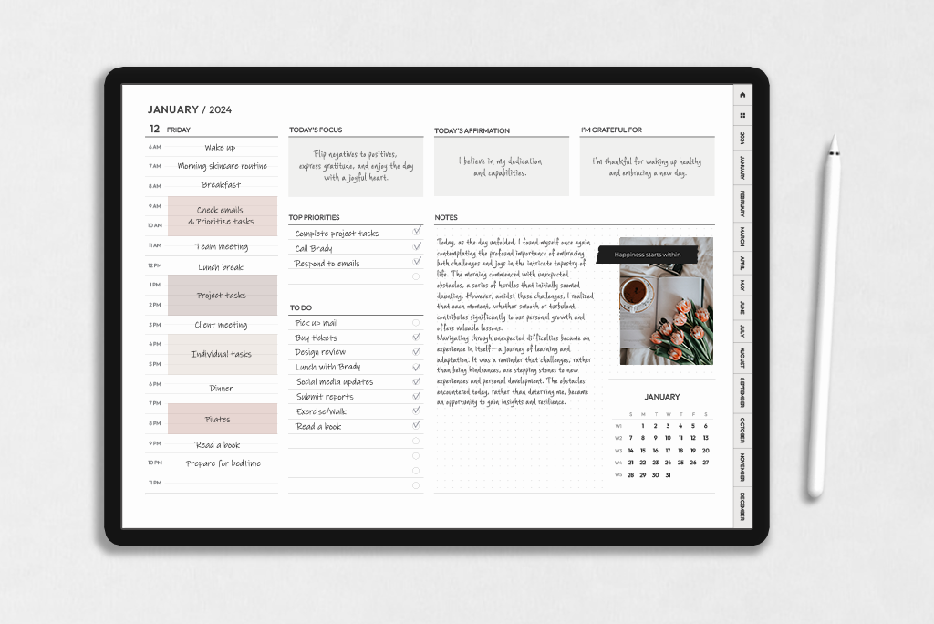 2024 Light Grey Planner (Sun. Start)