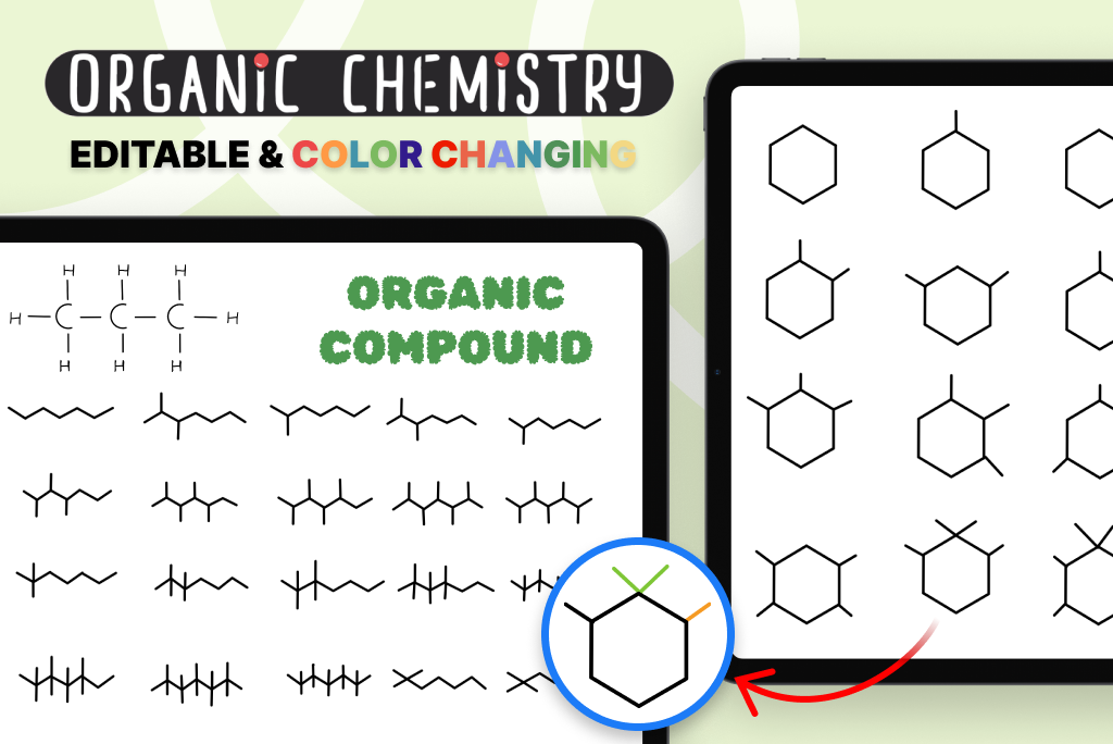 Editable Organic Compound Structure Stickers