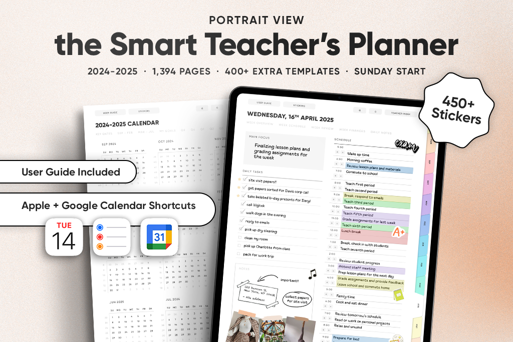 Agenda Smart Teacher em Tons Pastel (domingo no início) 