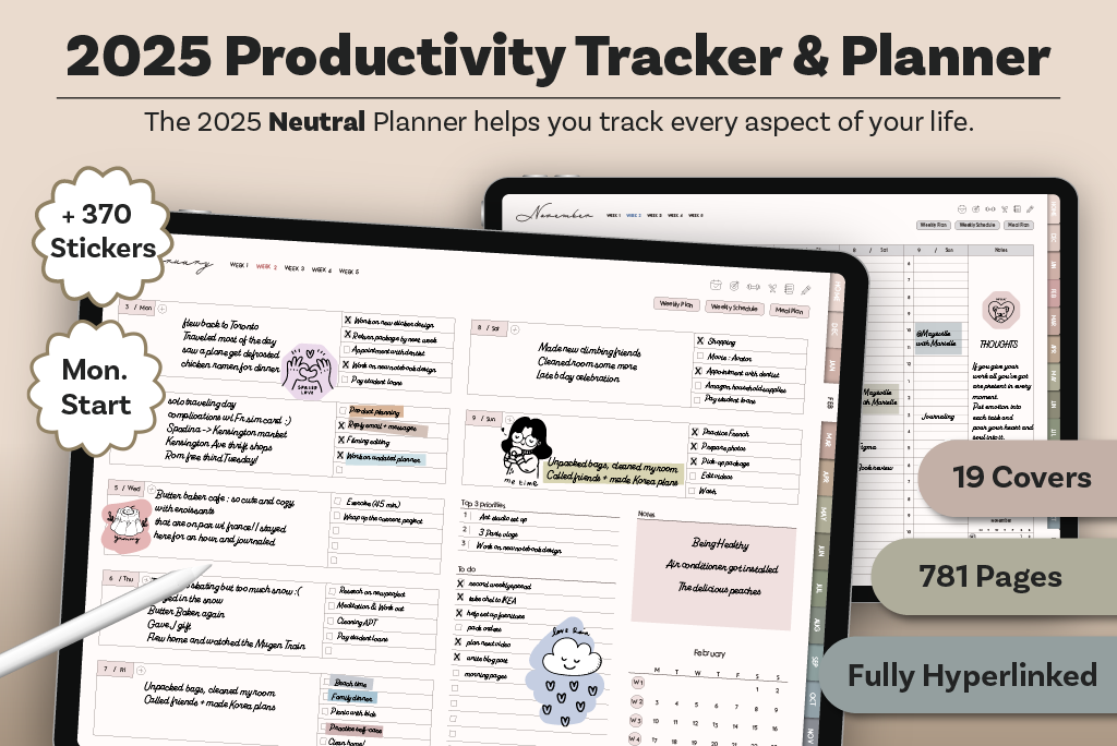 2025 Produktivitäts-Tracker & Planer (Neutral)