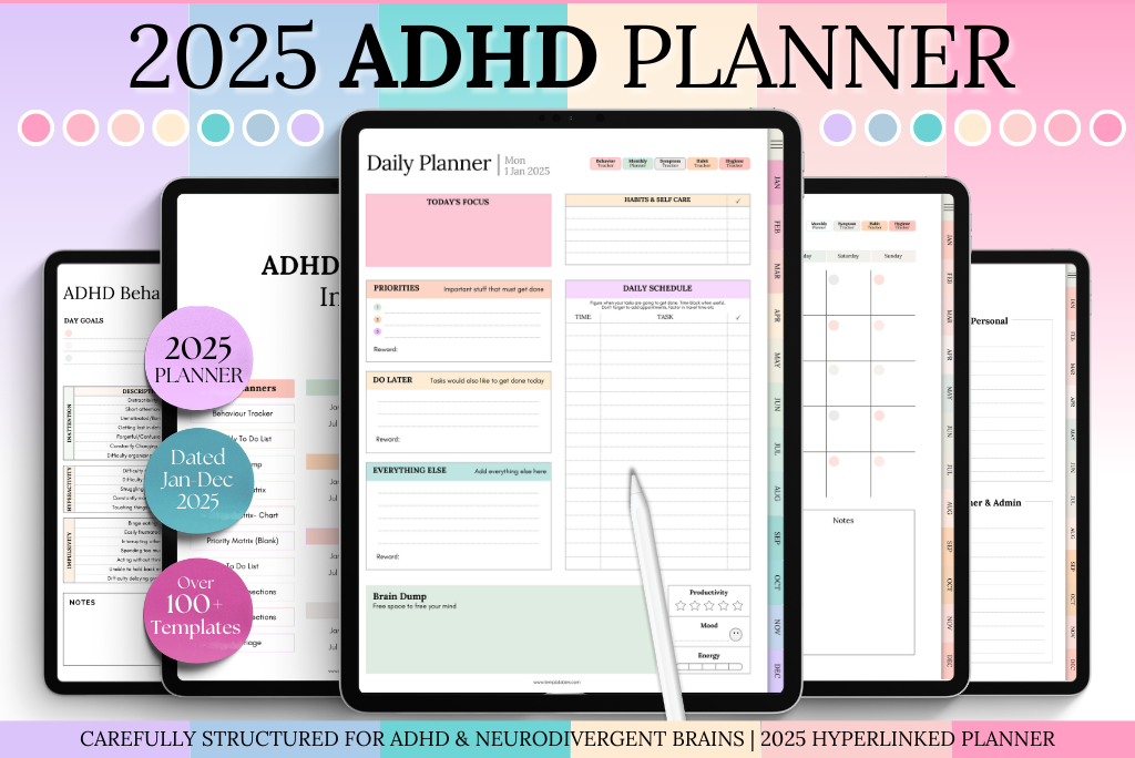 2025 ADHD Planlayıcı - Renkli tema