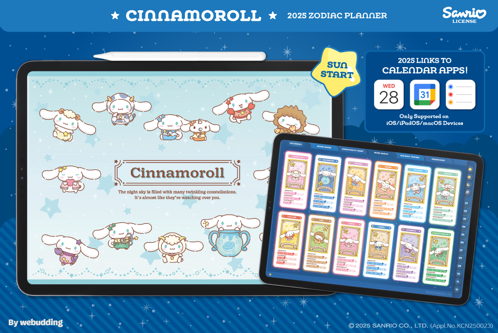 Cinnamoroll 2025 Burç Planlayıcı (Takvim Entegrasyonu)