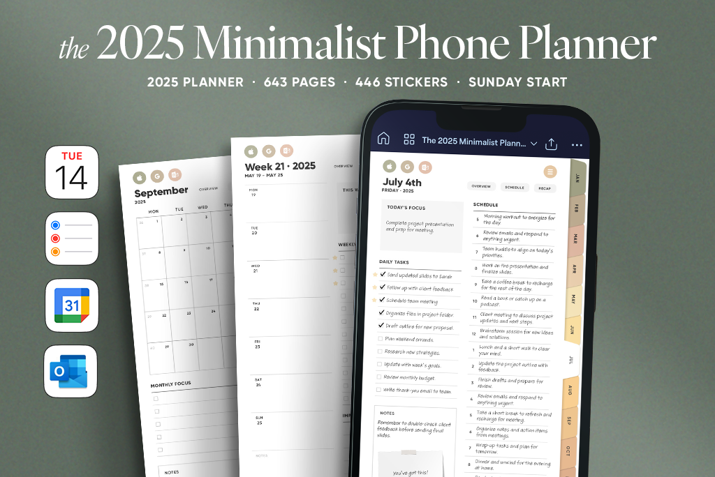 The 2025 Minimalist Phone Planner (Sun. Start)