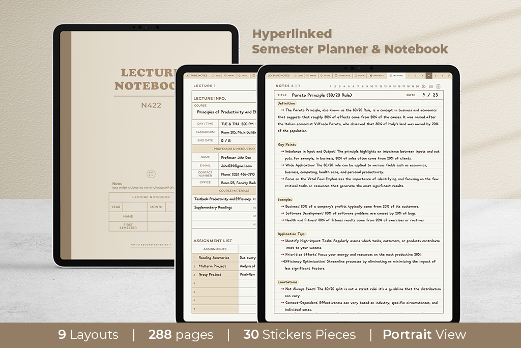Lecture Planner+Note (Beige, Portrait)