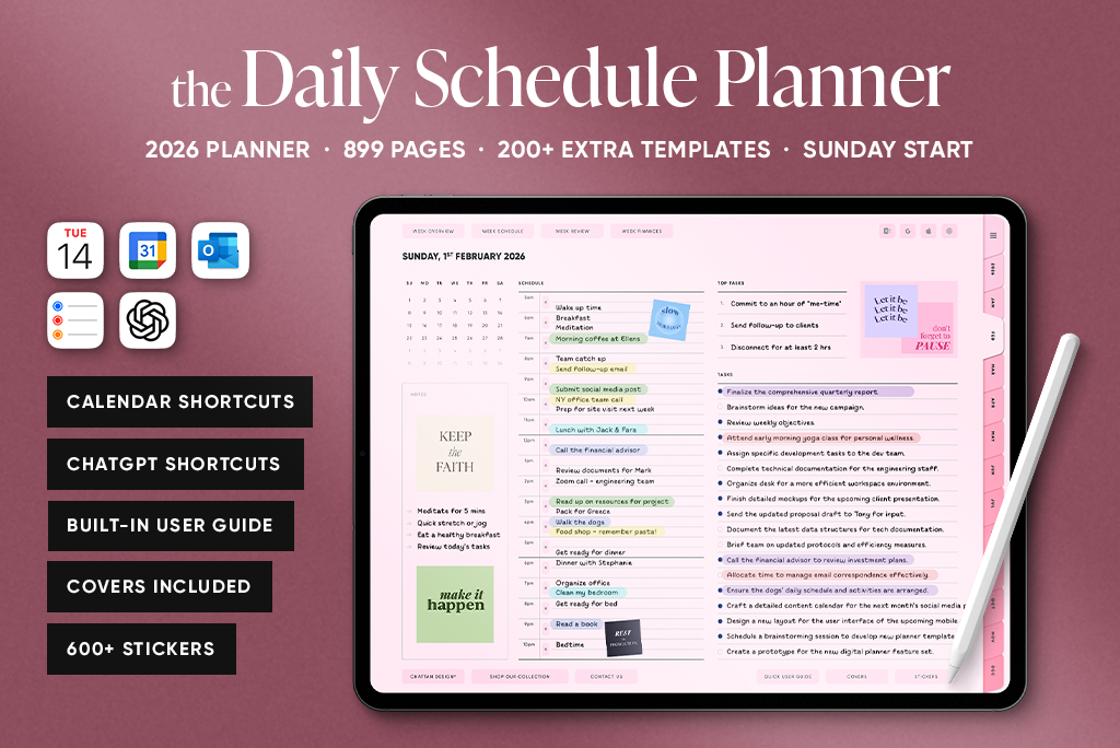Il Planner di Programmazione Giornaliera 2026 (Inizio Domenica, Rosa)