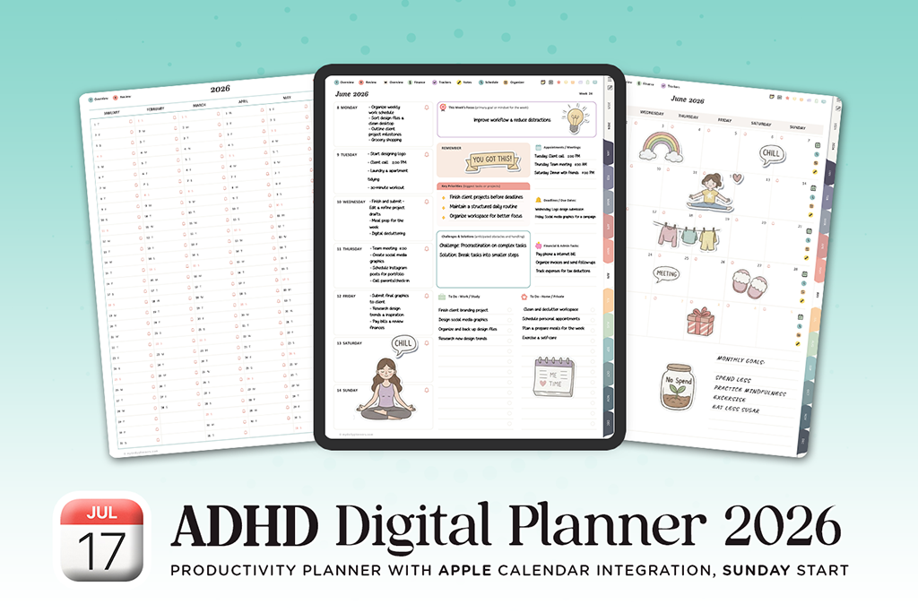 Planner Verticale ADHD 2026 (Apple, Domenica)