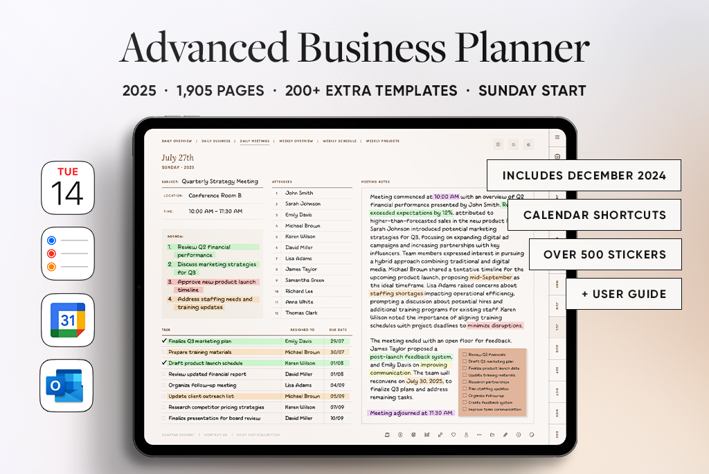 The 2025 Advanced Business Planner (Sun. Start, Neutral)