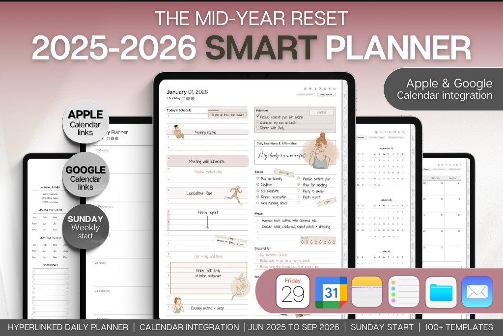 Smart 2025-2026 Mid-year Planner - Minimalist (Sun)