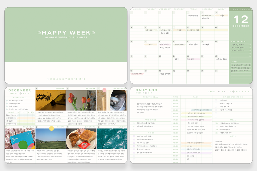 Planner settimanale Simply Happy (Verde)