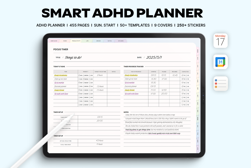 2025-2026 Smart ADHD Planner (Sky Blue) 2025-2026 Smart ADHD Planner (Sky Blue)