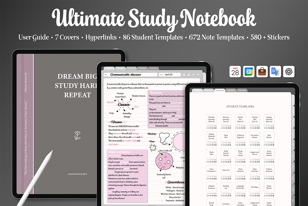 Ultimate 1000+ Templates Study Notebook