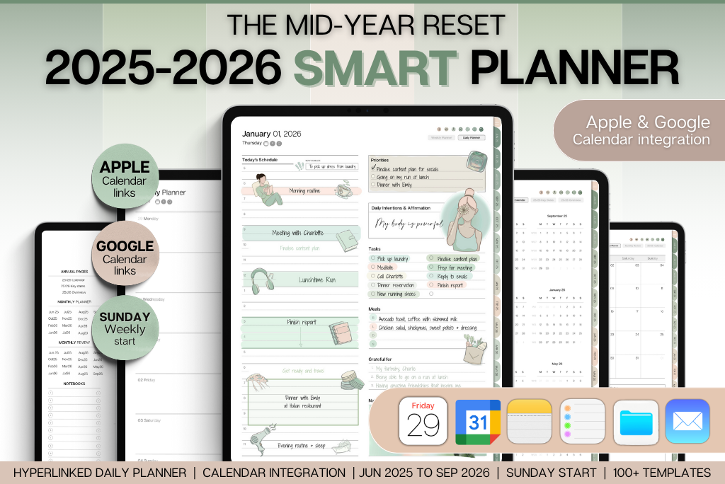 Smart 2025-2026 Mid-year Planner - Sage Green (Sun)
