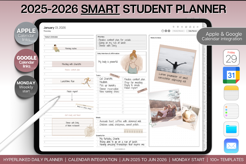 Minimalist Smart Student Planner - 2025/26 (Landscape)