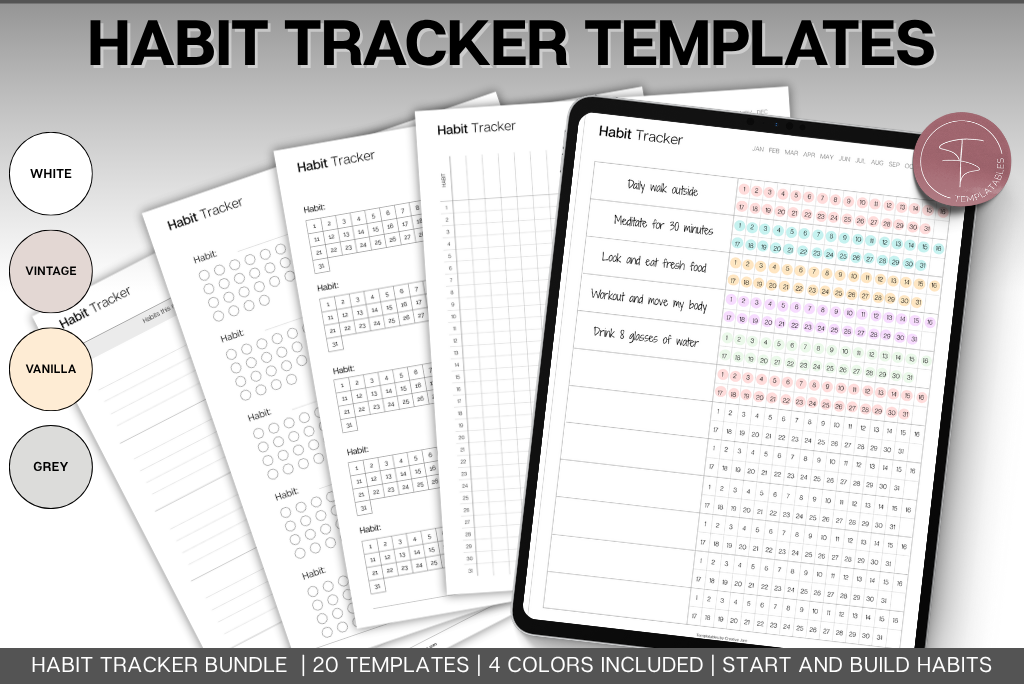 Habit Tracker Template Bundle