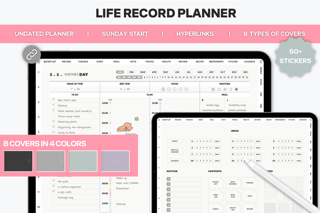 Life Record Planner (Gray, Sun.Start)