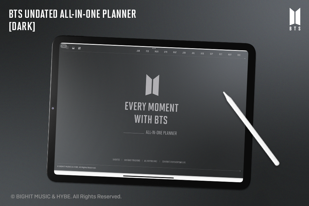 Planner universale a tema BTS (scuro)