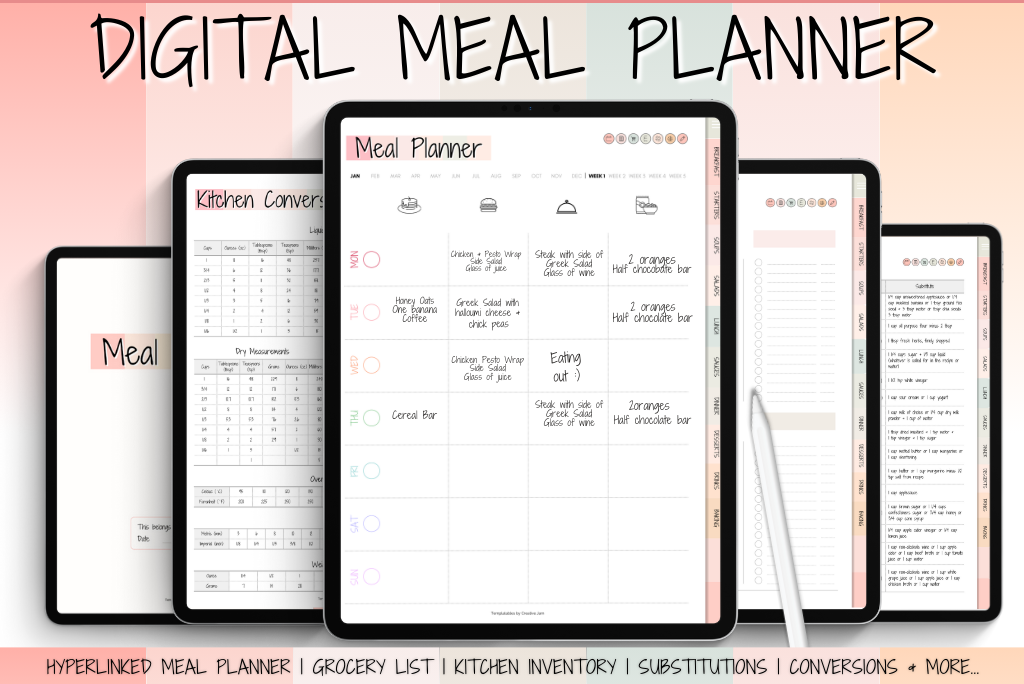 Digital Meal Planner - Pink & Green