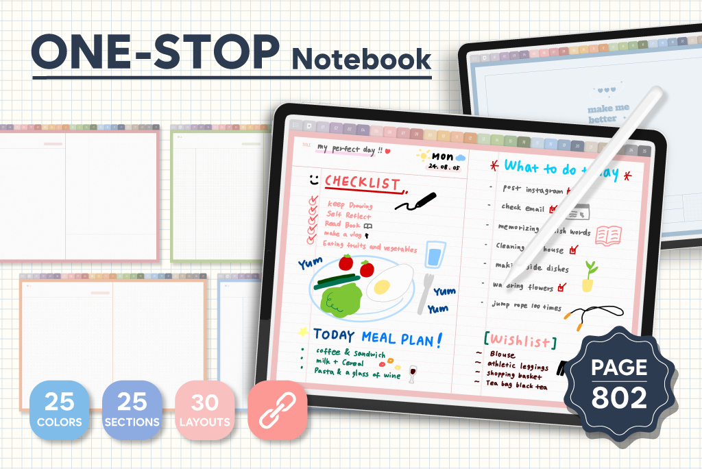 One-Stop Notebook: 30 templates in 25 colors, 25 covers