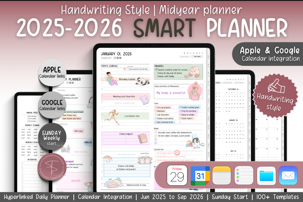 Handwritten 2025-2026 Mid-year Planner - Sun (Smart)