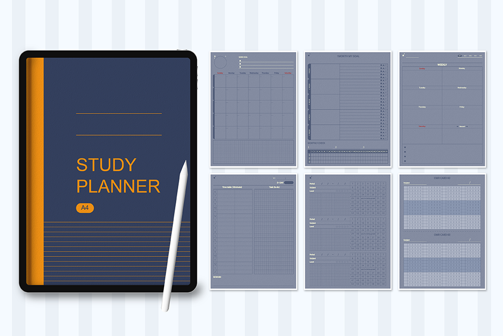 Undated Paper Texture Planner (Navy)