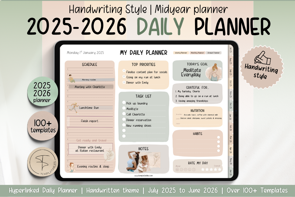 Handwritten 2025-2026 Mid-year Planner - Landscape
