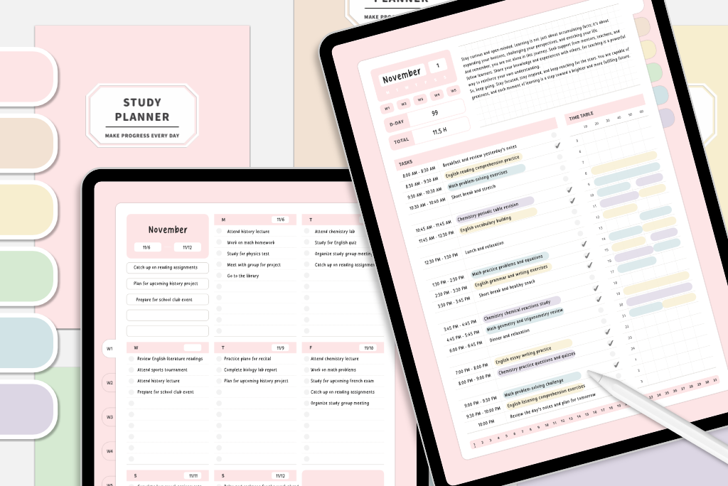 Eenvoudige studieplanner voor 6 maanden (pastel)